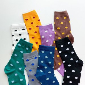 Korea Fashion <b>Women</b> Dot <b>Crew</b> <b>Socks</b> Made of Premium Combed Cotton - Product Image 1