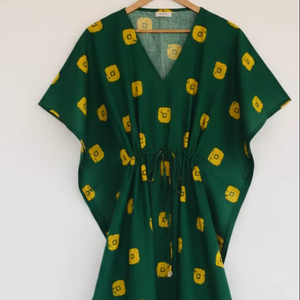 Nouvelle Robe Longue Bohème d'Été pour Femme, Col en V, en Coton Lavable et Respirant, Faite Main, Écologique, Style Tie-Dye Traditionnel, Coupe Ample - Product Image 1