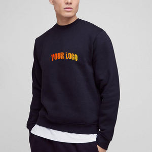 Sudadera de cuello redondo negra para hombre al por mayor, corte regular, con logo frontal estampado, estilo casual para otoño, 100% algodón, jersey de punto. - Product Image 4