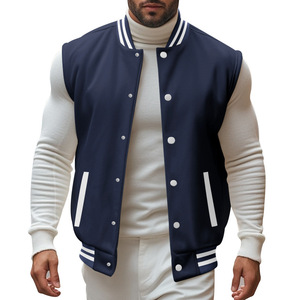 Vestes pour hommes printemps-automne, col montant, sans manches, boutonnées, en polaire, logo personnalisé, vestes de sport - Product Image 2