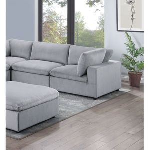 Set Modulare Sezionale 6 Pezzi Grigio Scuro in Velluto a Coste per Soggiorno: 3 Angolari, 2 Poltrone Senza Braccioli, 1 Pouf - Product Image 4