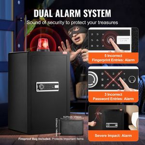 Coffre-fort ignifuge à porte unique de 4,0 pieds cubes avec serrure à clé, mot de passe, empreinte digitale, lumière LED et porte-clés - Product Image 5