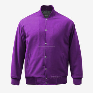 Factory Direct OEM Manufacturer Low MOQ Custom made Purple Pure Complete Wool Body Letterman <b>Varsity</b> <b>Jacket</b> for Men Women & <b>Kids</b> - Product Image 1