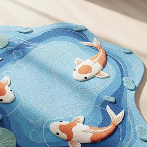 Tapis tufté à la main Serenity Koi Pond | Tapis Carpe Koi Eaux Tranquilles | Tapis touffeté inspiré de la nature, Koi Lake, pour décoration de salon et de chambre à coucher - Product Image 6