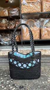 Women's Handmade Bohemian <b>Straw</b> Tote Bag From Bali with Embroidery Panelled Design Open Top Daily Use - Product Image 2
