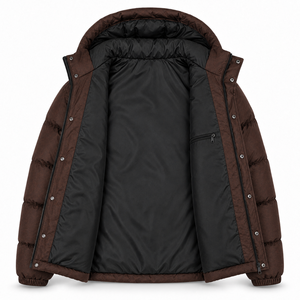 Fournisseur de blousons matelassés à capuche haut de gamme, imperméables, en polyester, avec rembourrage thermique, poignets élastiques, pour l'extérieur, pour l'hiver - Product Image 5
