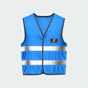 เสื้อกั๊กนิรภัยโพลีเอสเตอร์สะท้อนแสงสีน้ำเงินเขียวสำหรับงานหนัก ยี่ห้อ T-Stitch Lab ได้รับการรับรองมาตรฐาน CE พร้อมกระเป๋า  สำหรับทั้งชายและหญิง - Product Image 2