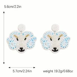 Nouveautés Boucles d'oreilles clous unisexe en perles de verre faites à la main, style lettres, couleurs Heron Rouge, Noir, Rose, pour mariage et soirées - Product Image 6