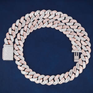 Cadena de diamantes estilo hip hop de plata de ley 925, collar cubano de dos tonos con diamantes de moissanita para hombres y mujeres - Product Image 5