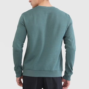Men Solid Cotton Crew Neck Sweatshirt Regular Fit Long Sleeve Casual <b>Pullover</b> Winter Knitted Embroidered Plain Dyed Style - Product Image 2