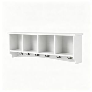 Appendiabiti da Parete Rustico Marrone in Legno con Doppio Gancio, Organizer da Ingresso con Mensola per Casa e Bagno, Ganci e Appendiabiti da Parete - Product Image 2