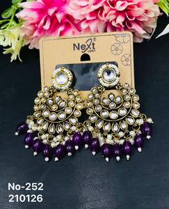 Wholesale Vintage Traditional Indian Stylish Stainless Steel Alloy Trendy Geometric Women's Jhumka <b>Earrings</b> for Wedding Party - Product Image 1