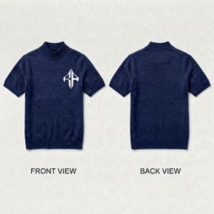 เสื้อสเวตเตอร์ถักแบบสปอร์ต ไม่มีลายพิมพ์ พร้อมโลโก้สีขาว สำหรับผู้ชาย ผลิตจากวัสดุอะคริลิก/คอตตอนคุณภาพสูง แขนสั้น โดย RIVIAN ATLANTIC - Product Image 1