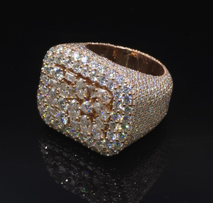 Anillo de Moissanita Chapado en Oro Rosa con Diseño Cuadrado y Engaste de Garra, Joyería de Declaración Estilo Hiphop para Fiesta - Product Image 3
