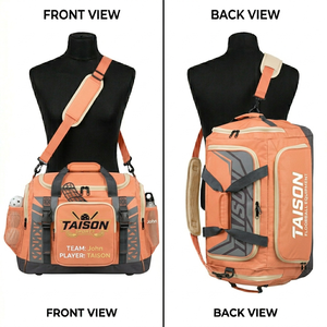 Bolsa Deportiva Premium de Poliéster para Hombre, Diseño Multicolor Naranja y Gris, con Impresión por Sublimación Personalizada y Logotipo Bordado - Product Image 1