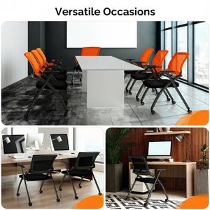 Sedie impilabili per sala conferenze con ruote (1 pezzo) - Sedie pieghevoli da ufficio in PP resistente per sale formazione - Product Image 3