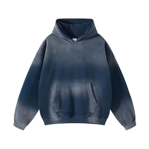 Men's Oversized Hooded Sweatshirt Solid Green French Terry Cotton Casual Autumn Wear Pocket Design Regular Fit - Product Image 2