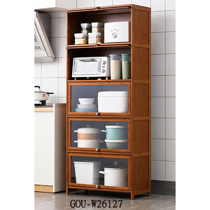 Meuble de rangement moderne en bois pour salon, buffet avec étagères et porte vitrée, armoire de rangement avec porte - Product Image 3