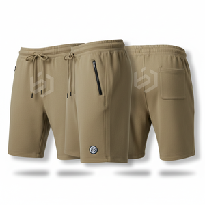 Men's Mid Waist Drawstring Sweat <b>Shorts</b> Solid Color Cotton Casual Jogger <b>Shorts</b> with <b>Zipper</b> Pockets Breathable Fit - Product Image 5