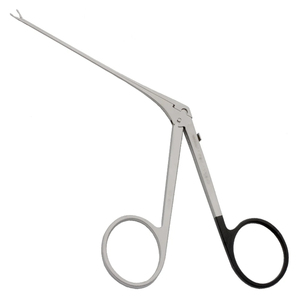 Micro-pince auriculaire 70 mm à mâchoires extra fines dentelées orientées vers le haut, en acier inoxydable, finition noire, instrument chirurgical ORL - Product Image 3