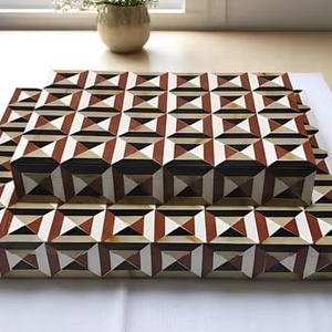 Caja de Joyería Hecha a Mano con Incrustaciones de Hueso y Madera, con Diseño Floral Intrincado, Organizador de Almacenamiento de Lujo, Tamaño y Color Personalizables - Product Image 1