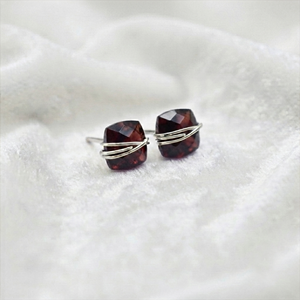 Handmade Geometric Cushion Cut <b>Peridot</b> Quartz Wire Wrapped Stud <b>Earrings</b> Dainty Minimalist Engagement 18K <b>Gold</b> Plated - Product Image 3