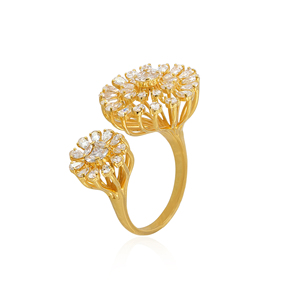 Bague ouverte ajustable de luxe pour enfants en or massif 14 carats avec diamant bleu de laboratoire de 2,07 carats, certifiée IGI, tendance et raffinée - Product Image 2