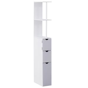 Mobiletto portaoggetti da bagno bianco autoportante a 2 livelli con cassetti, altezza 55 pollici, per uso domestico o ospedaliero - Product Image 1