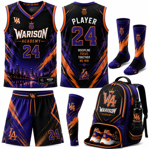 Customized Basketball Uniform Set Sublimation Print 100% Polyester Breathable Unisex Basketball Jersey And Short Set - Product Image 5