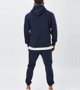 Ensemble de survêtement bleu marine pour homme, 2 pièces, sweat-shirt à capuche à manches longues avec poches latérales, coupe classique, vêtements d'automne, couleur unie - Product Image 3
