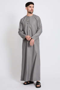 Túnica Tradicional Musulmana Thobe Thawb para Hombre Árabe, Talla Grande, Transpirable, de Poliéster, Bordada, Larga hasta el Tobillo, Corte Holgado, Manga Larga, Dobladillo Acampanado - Product Image 6
