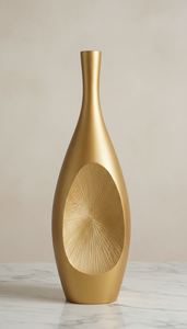 Florero de Metal Dorado con Diseño de Rayos de Sol, Elegante Florero Ovalado Hecho a Mano, Decoración Moderna para el Hogar, Centro de Mesa, Unidad Individual - Product Image 2