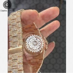Charm Jewells – montre mécanique de luxe pour hommes, en acier inoxydable, boîtier carré, cadran analogique de 40mm, verre, fermoir papillon, 10 bars, date automatique - Product Image 2