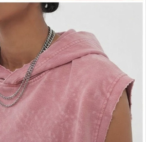 Top sin mangas con capucha de punto vintage para mujer, ajuste holgado informal, cuello lavado, transpirable, de secado rápido, ropa deportiva 100% poliéster - Product Image 6