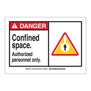 Panneau de signalisation de danger pour espaces confinés, sécurité industrielle, 7x10 pouces, marque Brady - Product Image 3