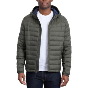Veste matelassée à capuche pour homme, fermeture éclair, coupe-vent, vêtements d'extérieur décontractés d'hiver, coupe régulière, couleur unie, rembourrage en polyester - Product Image 2