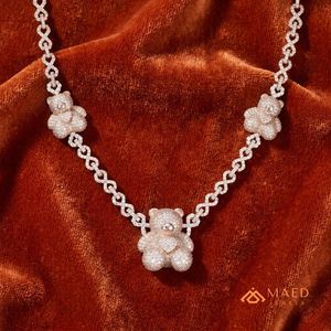 Collier pendentif ours en moissanite plaqué or rose, bijoux de mode, collier à fine chaîne, New York City, look élégant pour hommes et femmes - Product Image 2