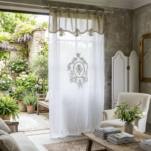 Custom Wholesale Quang Thanh Modern Embroidery Vintage Floral Linen Ribbon Curtain Full Sizes for Door <b>Window</b> Home Hotel Cafe - Product Image 3