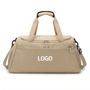 Beige Oxford Polyester Waterproof Unisex Gym Duffle <b>Bag</b> Adjustable Strap Wet/Dry Separation Shoe Compartment <b>Yoga</b> Fitness Travel - Product Image 1