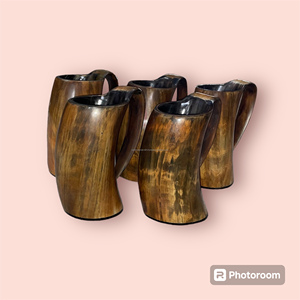 Jarra de cuerno ecológica con diseño Vikingo, jarras de cerveza de nuevo lanzamiento con bandeja de paja para hoteles, decoración del hogar, fiestas, restaurantes - Product Image 6