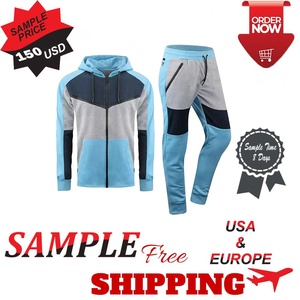 Conjunto Deportivo para Hombre con Bloques de Color, Sudadera con Cremallera y Pantalones Jogger, Ropa Deportiva de Dos Piezas, Casual, para Gimnasio, Manga Larga, Atuendo de Otoño - Product Image 4