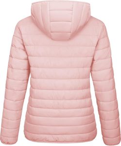 Pink Quilted Hooded <b>Jacket</b> <b>Women</b> Full Sleeve Zipper Closure Solid Color Autumn <b>Lightweight</b> Puffer Coat - Product Image 6
