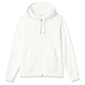 Men <b>White</b> Hooded <b>Zip</b>-<b>Up</b> Sweatshirt Regular Fit French Terry Casual Jacket With Pockets Breathable Autumn Wear - Product Image 2