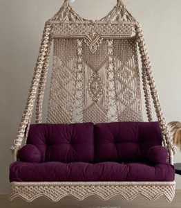 Columpio Doble de Macramé, Columpio Doble de Jardín de Macramé, Columpio Colgante de Macramé, Columpio de Balcón, Columpio de Patio, Macramé - Product Image 1