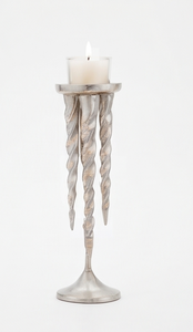 Portavelas con Acabado Plateado, Diseño de Carámbano Retorcido, Soporte Metálico para Velas de Té, Elegante Centro de Mesa para Decoración del Hogar y Bodas - Product Image 2