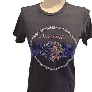 เสื้อยืดผู้หญิงสีดำลายกราฟิกประดับคริสตัลวิบวับ แขนสั้น คอกลม สไตล์ลำลอง แฟชั่นสำหรับงานปาร์ตี้ - Product Image 1