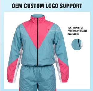 Conjunto Deportivo de 2 Piezas para Mujer, Estilo Y2K, Chaqueta Cortavientos sin Cuello con Bloques de Color, Ligero, de Secado Rápido, Corte Regular, con Logotipo Personalizado - Product Image 2