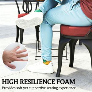 Set di 4 Cuscini Circolari per Sedie da Esterno Rosso Vino, Cuscini per Sedie da Terrazza (Solo Cuscini) - Product Image 2