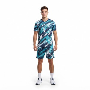 Kit MMA pour hommes, orange, noir et blanc, sublimation, haut à manches courtes et short, évacuation de l'humidité, coupe athlétique - Product Image 2