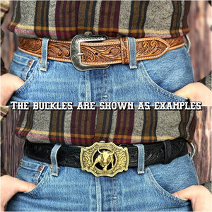 Ceinture pour homme en cuir de vachette de haute qualité, boucle carrée en cuivre, double couture, tressée, 35 mm, texture fine, usage quotidien décontracté - Product Image 2